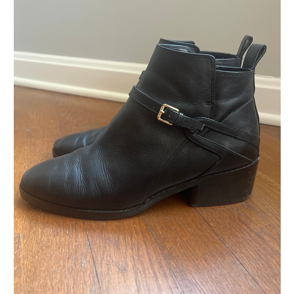 Cole Haan Etta II Black Leather Ankle Bootie‎ with Buckle Strap Size 8.5